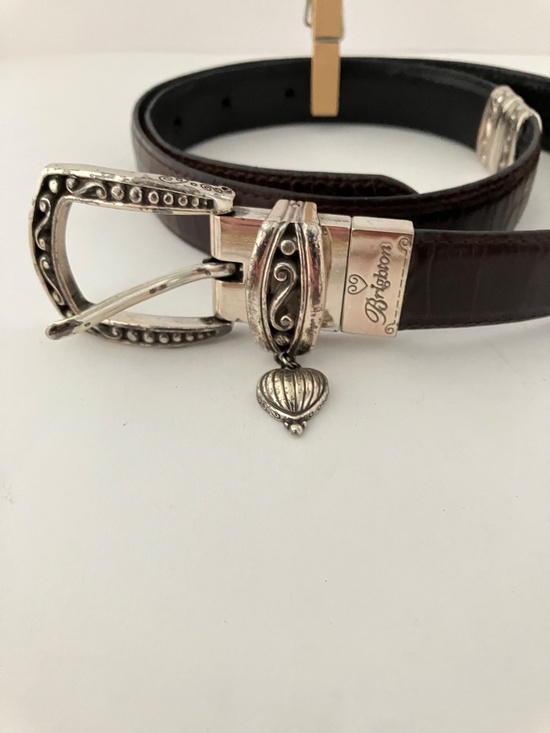 Brighton reversible belt // hinged black and brown // silver tone hardware main image 7